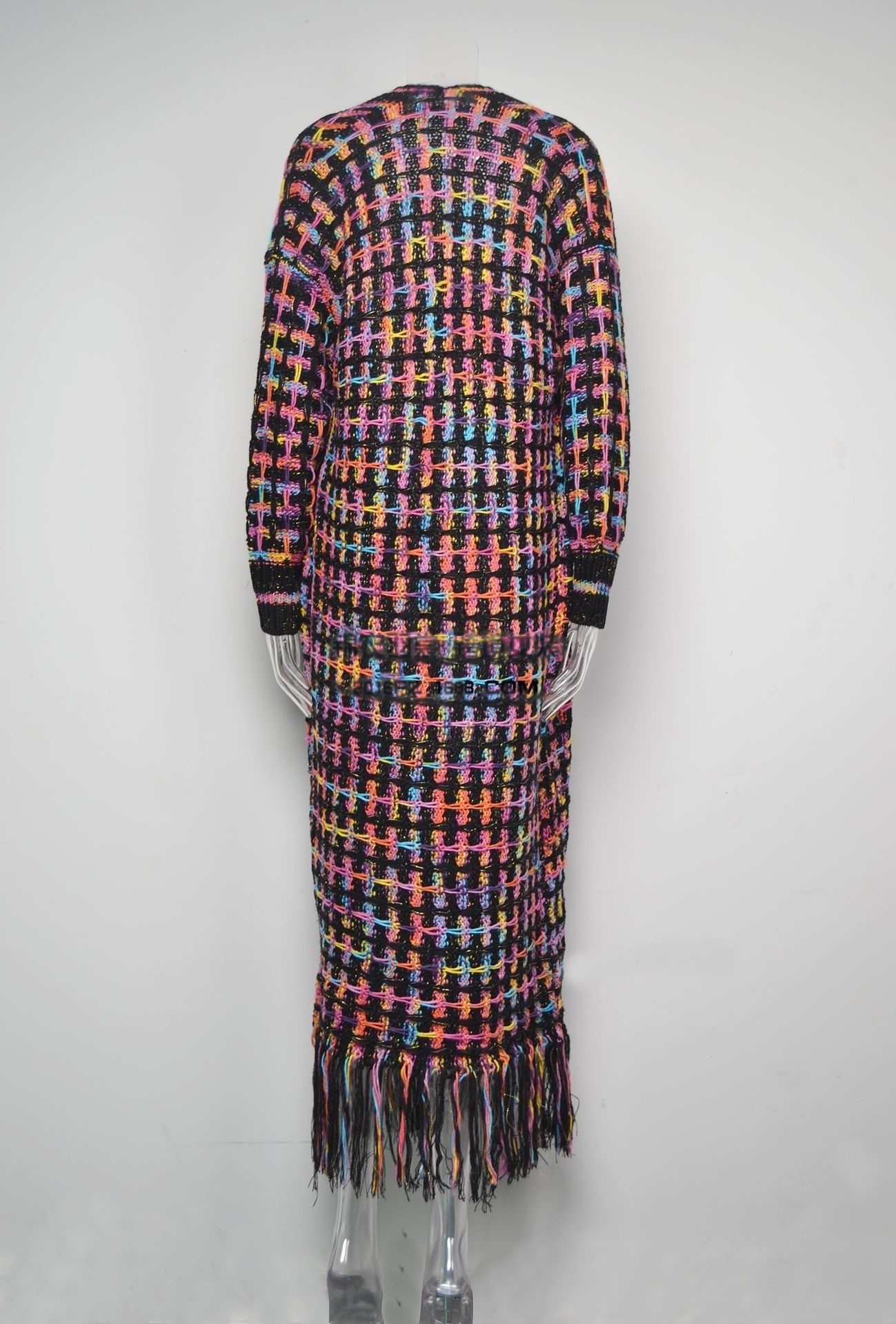 Elegant Colorful Long Cardigan Sweater Womens Large Size Knitted Sweater Coat